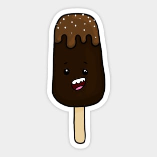 Dark Chocolate Kawaii Ice Cream Treat with Caramel Drizzle Sticker